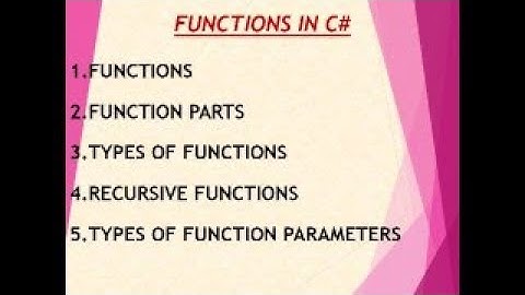 FUNCTIONS IN C# TAMIL