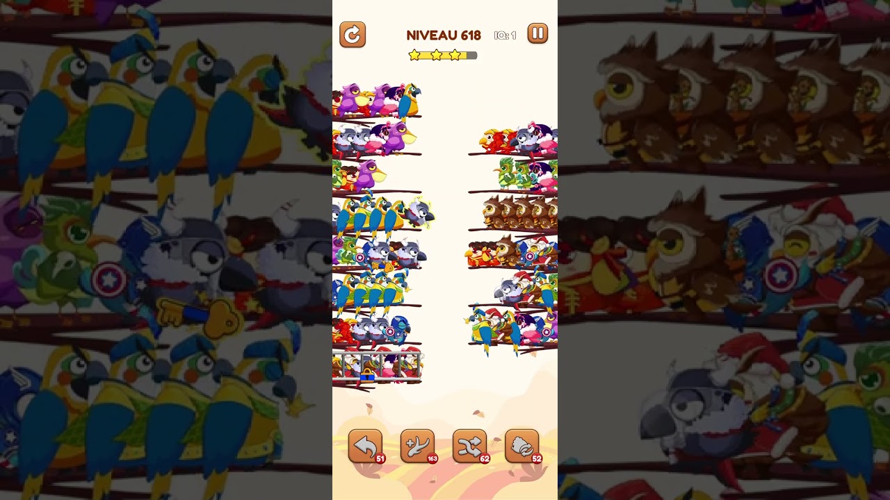 bird sort 2 color puzzle solution niveau 618 