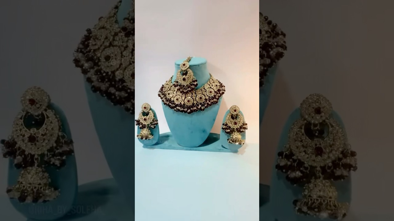 Red kundan pakistani jewelry set 