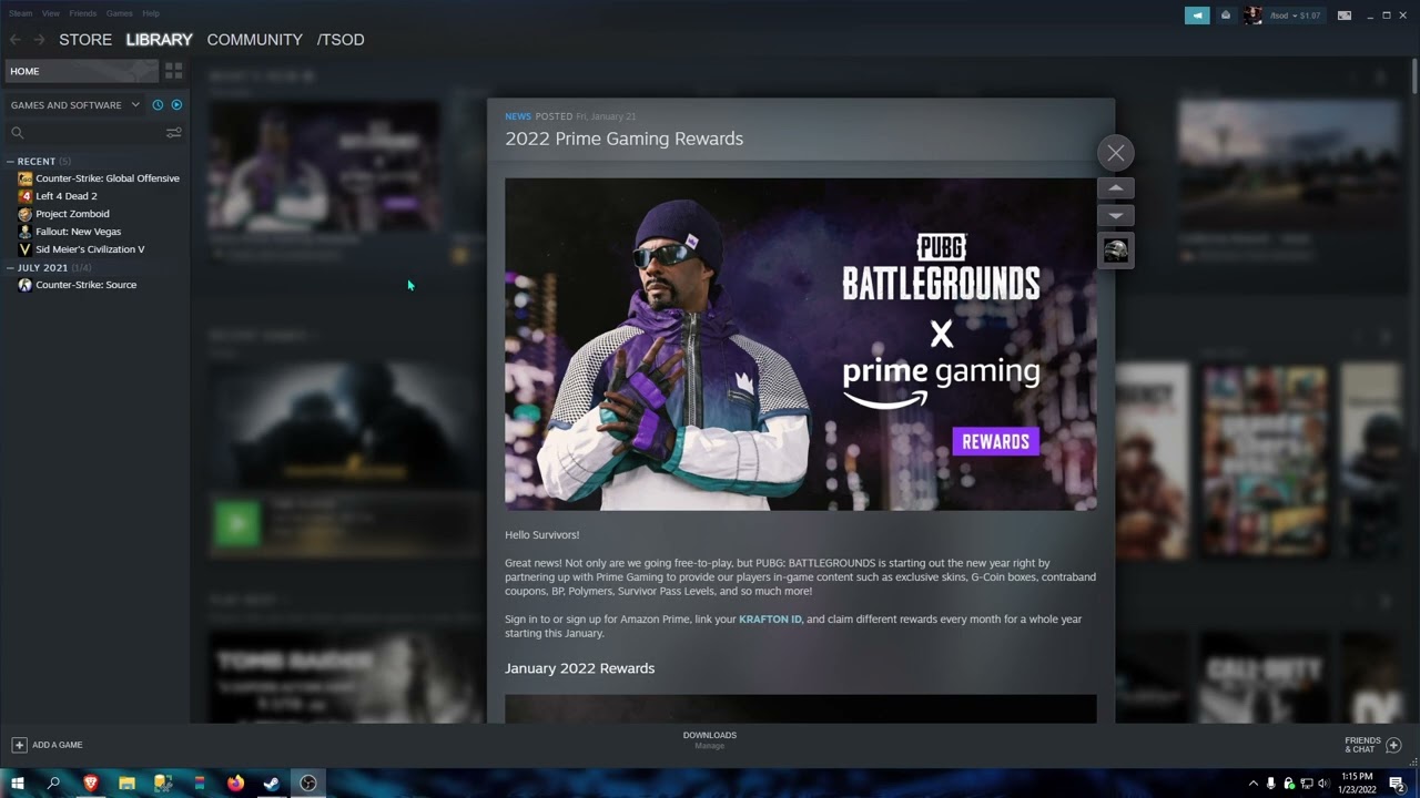 2022 PUBG Prime Gaming Rewards