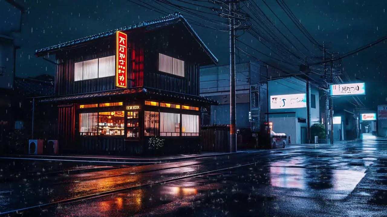 Midnight Japanese Ambience 🌙 Rainy Lofi Music for Reading & Sleep