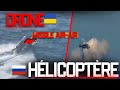 Combat drone avec missile airair vs helico russe en ukraine
