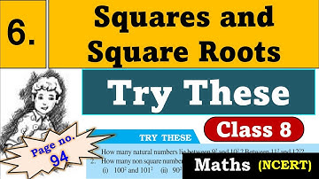 Squares and square roots | Try these questions | pg.no.94 | Class 8 | Chapter 6 | Maths | CBSE board