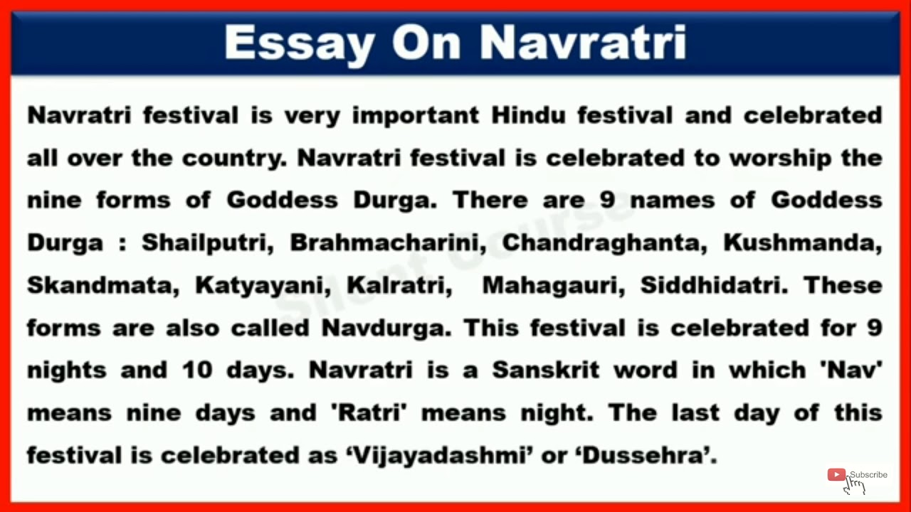write an essay on navratri