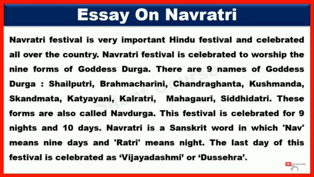 navratri essay for class 3