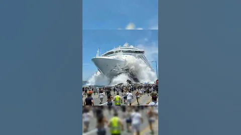 "GIANT CRUISE SHIP CRASHES INTO PIER!! MASS PANIC CAUGHT ON CAMERA!! 😱🚢 #shorts##cruiseship#