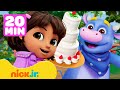 Dora | NOVAS Aventuras Animais de Dora! 🐮🎂 | Compilação de 20 Minutos | Nick Jr. em Português