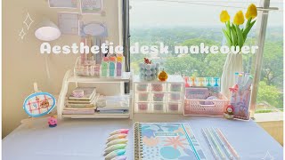 Aesthetic desk makeover 🎀✨🌷| simple desk setup | #aesthetic #aestheticdesksetup #Raima art gallery