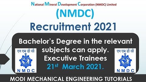 NMDC Recruitment 2021| NMDC Vacancy 2021| NMDC Bharti 2021| NMDC Maintenance Assistant Trainee 2021