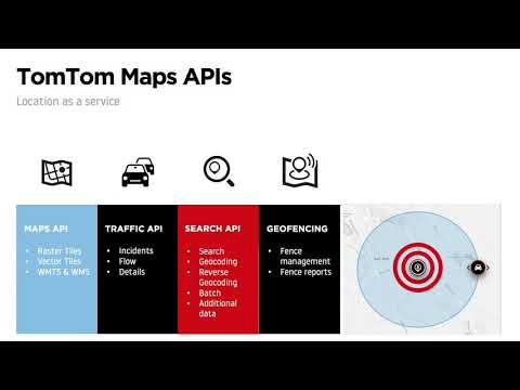 Intro to TomTom Maps APIs: Maps;Traffic; Search; Routing; Geofencing
