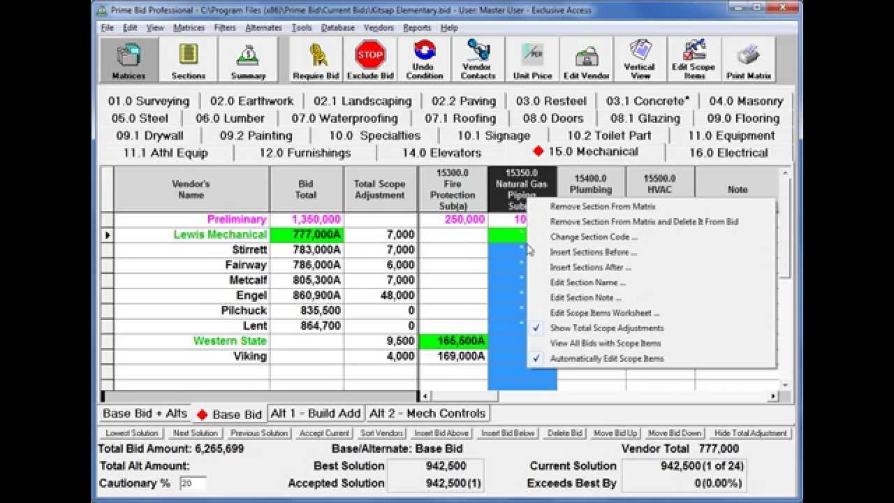 9. Inputting Bids into a Matrix