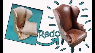 Mini Remake: Turning a unfinished kit into an Aged Leather Wing Back Chair