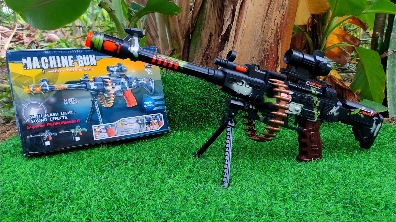 Unboxing Mainan Tembak Plastik MACHINE GUN, Shotgun, Light Gun, M16, Gear Light Gun, Sniper Rifle.
