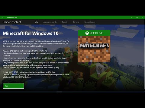 How to Join and Leave the Minecraft Beta Versions on Windows 10 Edition
