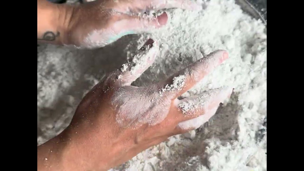 Raining colour on gym chalk ASMR