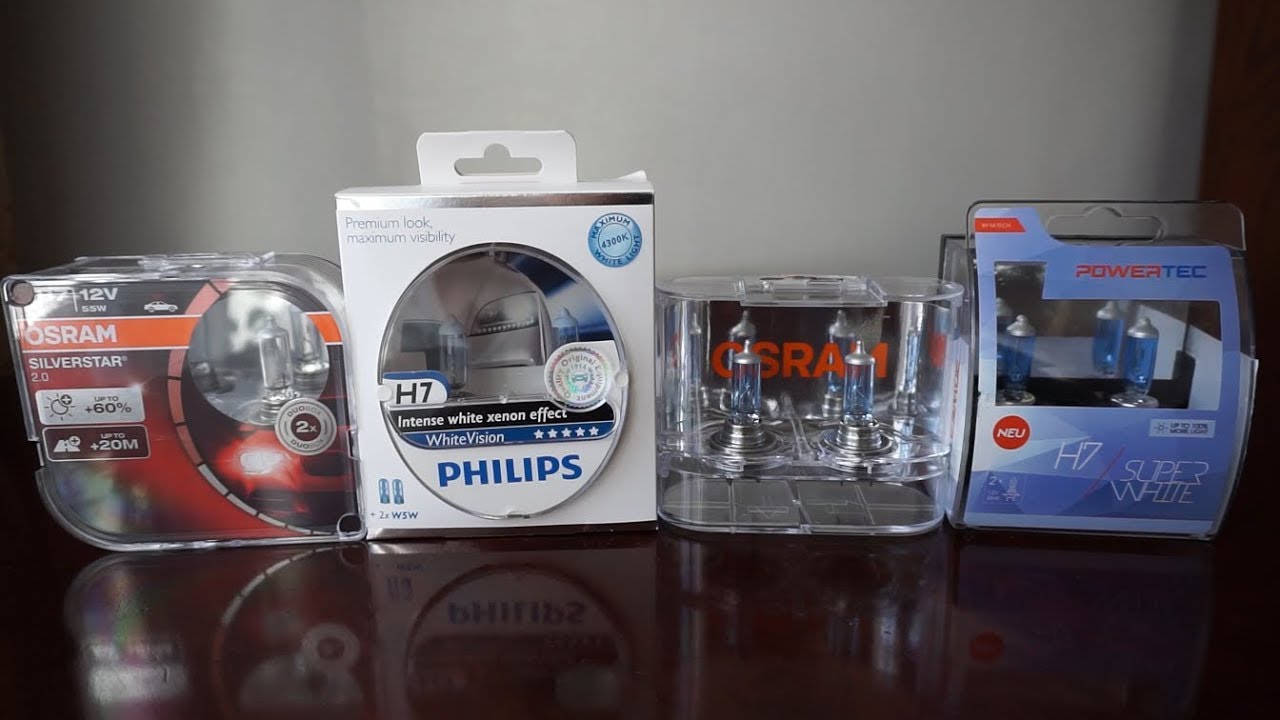 OSRAM Silverstar, Philips WhiteVision, OSRAM Cool Blue Intense, M-TECH Powertec SuperWhite