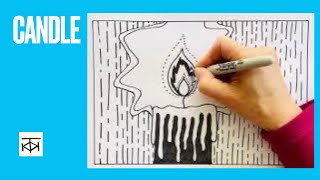 Easy and Striking candle 🕯️line drawing: learn to create this satisfying doodle drawing