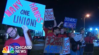 Thousands stop work and join the picket lines as UAW union strikes at all 3 Detroit automakers