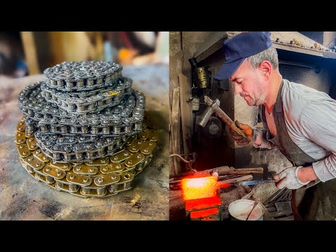 видео: Змеиный укус стали: Создание смертоносного булатного ножа из автомобильных цепей!