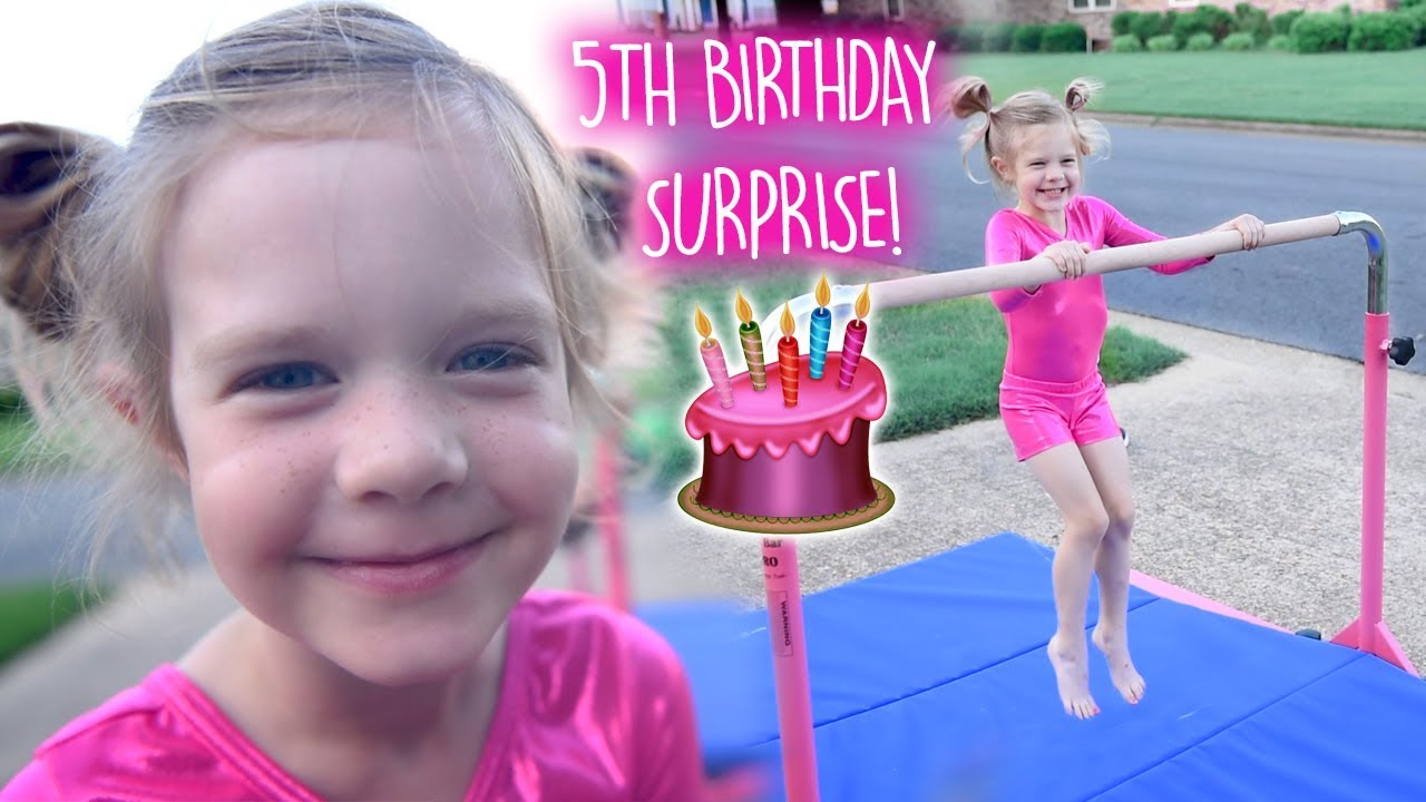 💕5th BIRTHDAY SURPRISE!💕 SHE HAD NO IDEA!! Tumbl Trak Gymnastics Bar Jr Kip Bar Pro