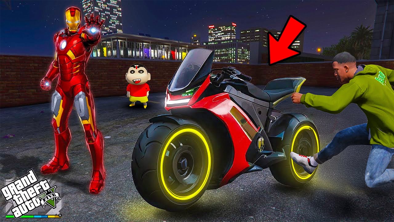 Franklin And Shinchan Find Ironman Futuristic Exclusive Bike In GTA 5 Telugu | #gta5