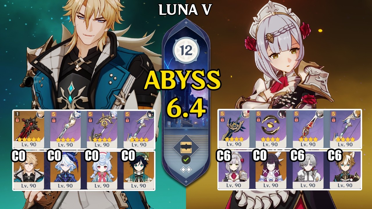 【Genshin Impact Бездна 6.4】C0 Варка Double Hydro & C6 Ноэлль Lunar Crystallize｜原神 Spiral Abyss