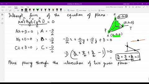 Intercept  form of the equation of plane and plane passing through the intersection of two  planes
