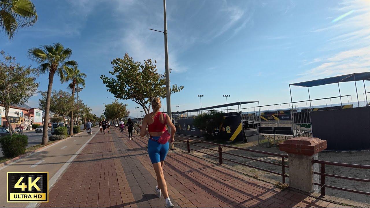 Alanya Cumhuriyet Beach Walk | Antalya Turkey | [4K HD]