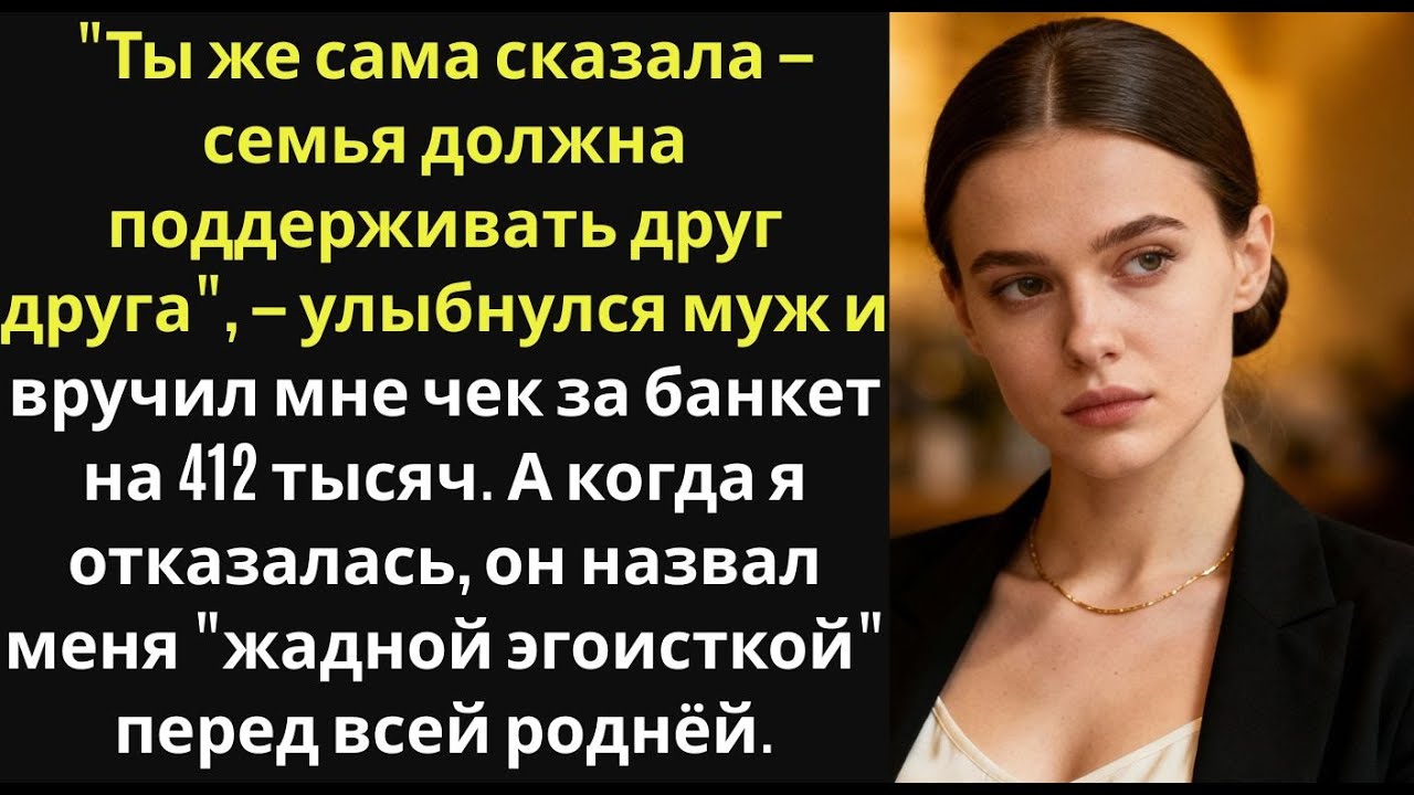 Муж устроил юбилей свекрови за мой счёт  А мне вручил чек на 412 тысяч — “Оплати, любимая”
