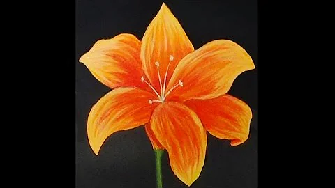 Orange Lily Acrylic Painting