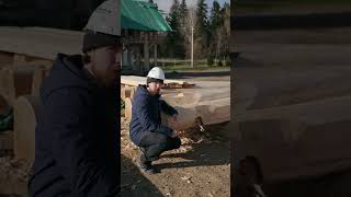 Как сделать плоские стены в бревенчатом доме | #shorts