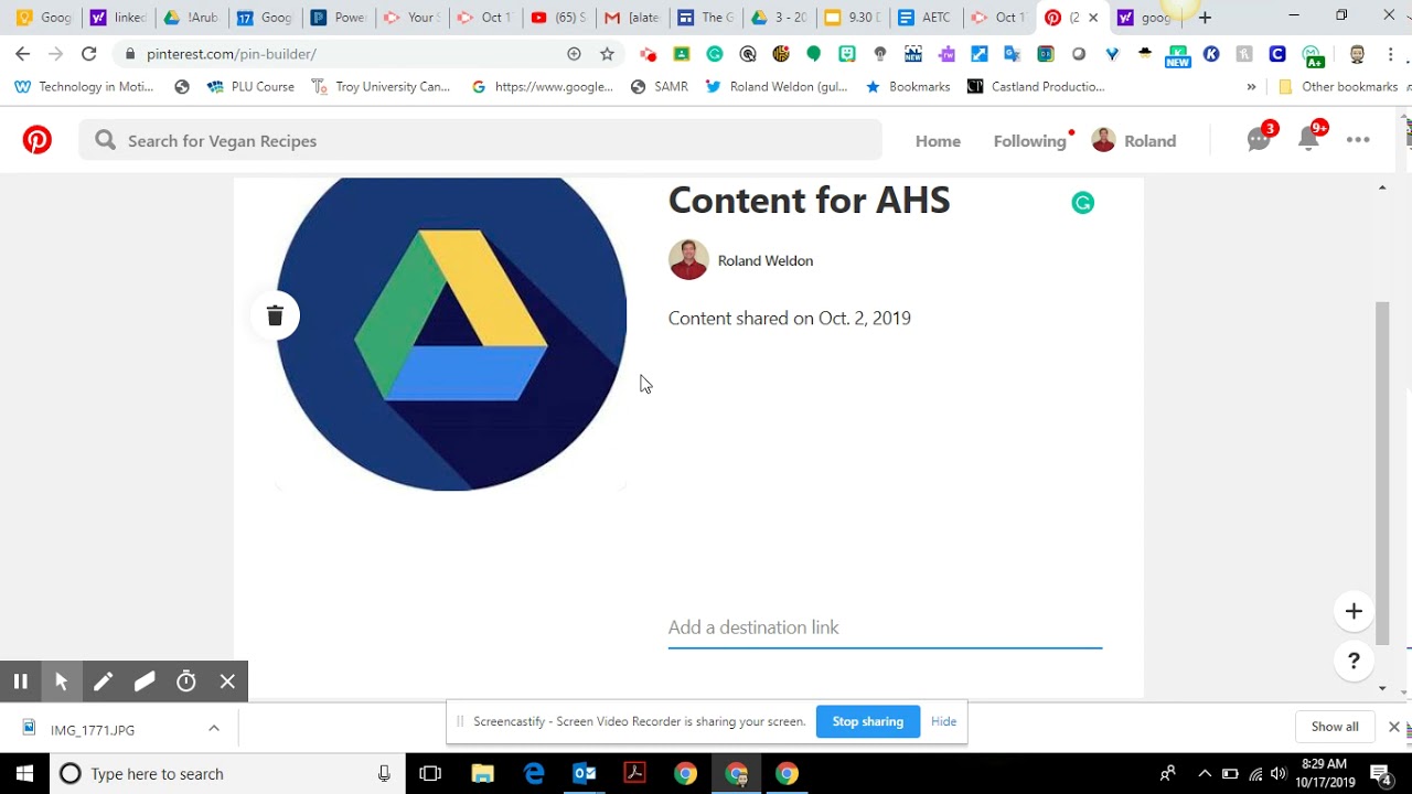 Pin in Pinterest to a Google Drive Element (Folder or File)