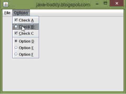 Example of using Java JMenu - YouTube