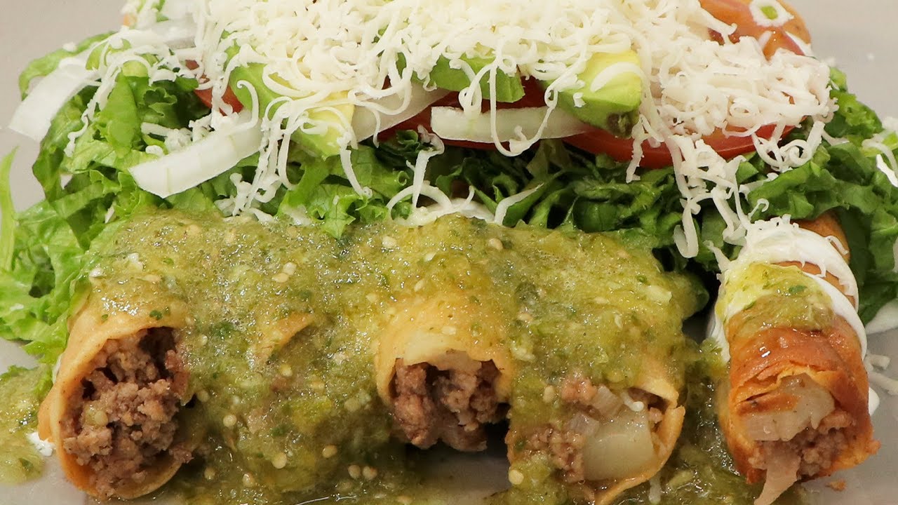 Tacos dorados de carne molida YouTube