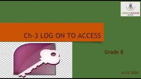 Grade 8 - Information Technology (Chapter 3 - Log On To Access)