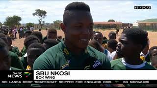 the boks plant trees at an eastern cape school