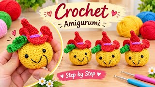 How to Crochet a Mini Amigurumi Pumpkin with Witch Hat | Step by Step Tutorial 🎃🧙‍♀️