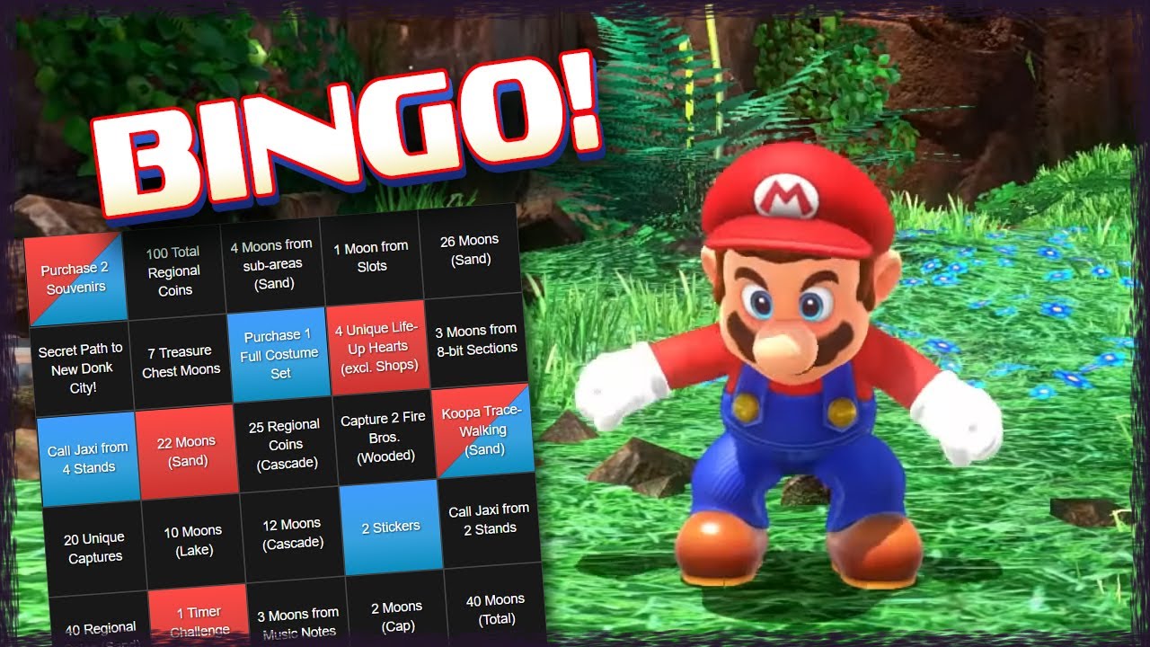 Mario odyssey speedrun objectives Bingo Card