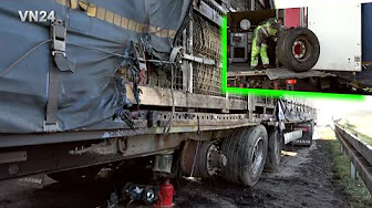 VN24 - Tire fire on a semitrailer on the A2 freeway