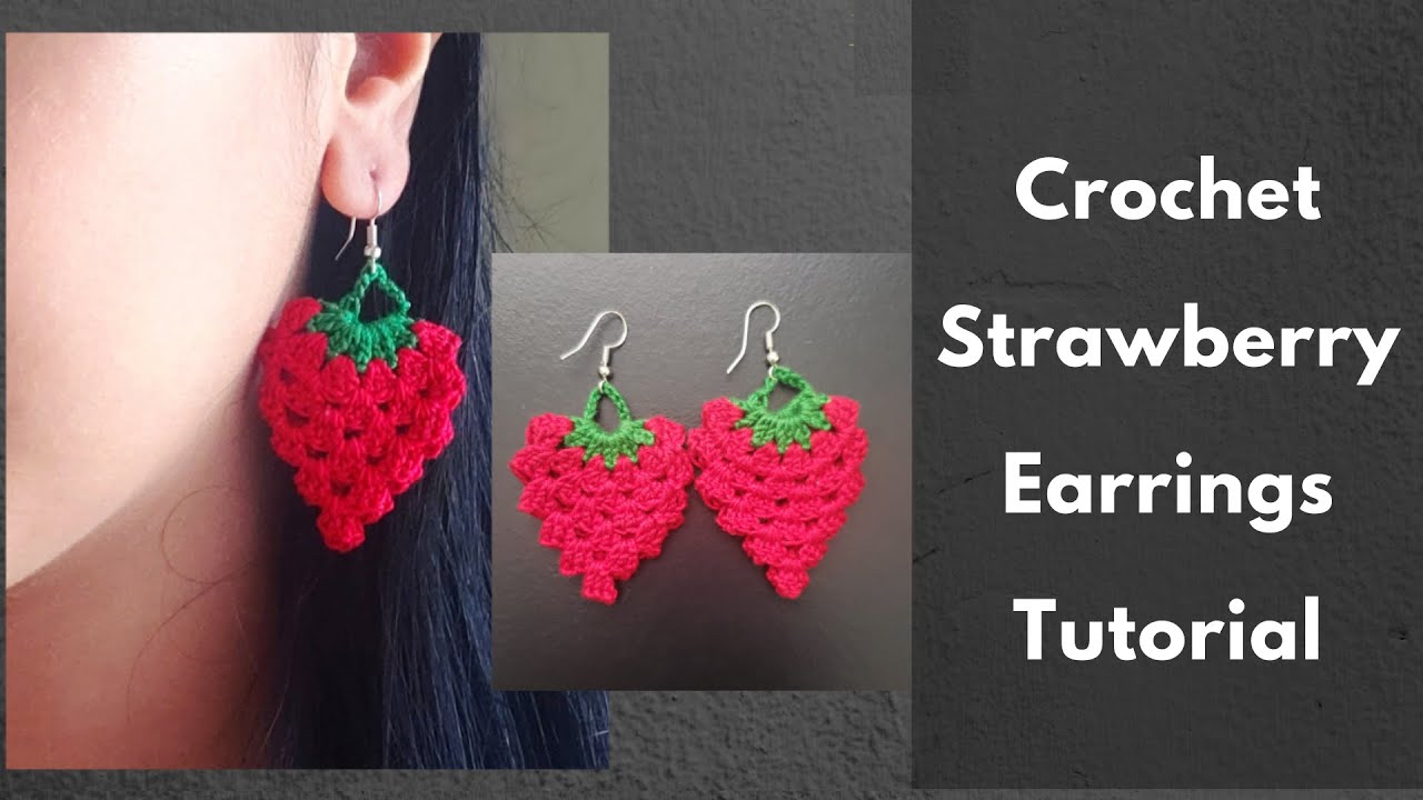 Как связать крючком серьги-клубники