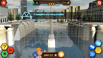 Bridge construction simulator level 8, 3 star walkthrough easy hard medium city