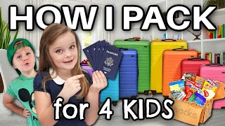Packing for 4 KIDS (CarryOn ONLY) SNACKS & ACTIVITIES + mystery location *REVEALED*