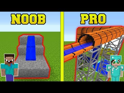 Minecraft Noob Vs Pro Water Slides In Minecraft Youtube - pat and jen popularmmos roblox going from noob to pro in