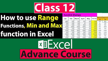 How to use Range Functions - Min and Max Function in Excel in Urdu - Class No 12