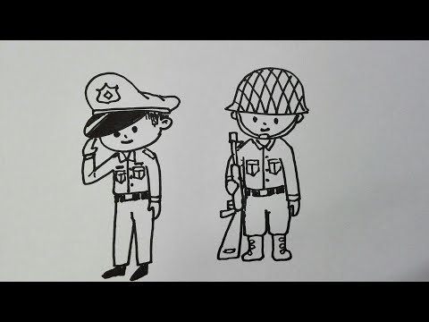 วาดรูป ตำรวจ  ทหาร Police Soldier