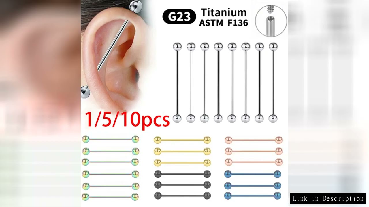 1/10pcs External Internal thread Piercing Jewelry G23 Titanium 14G 16G Long Industrial Barbell Ring