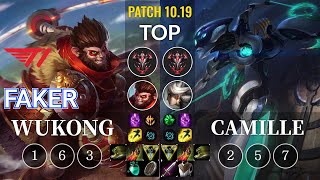 T1 Faker Wukong vs Camille Top - KR Patch 10.19