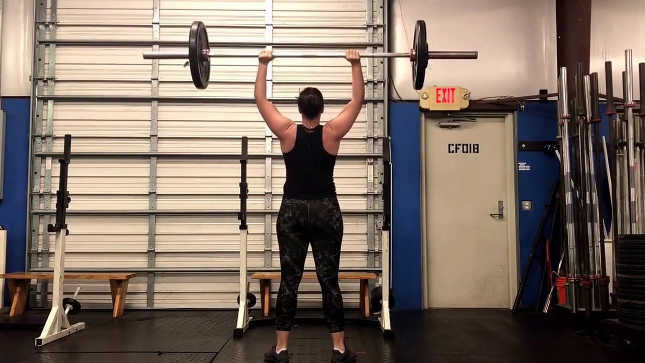 2nd set of 8 reps tough push press. No "catch." 110#