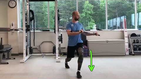 Split Squat Position Cable Core Rotations with Bar