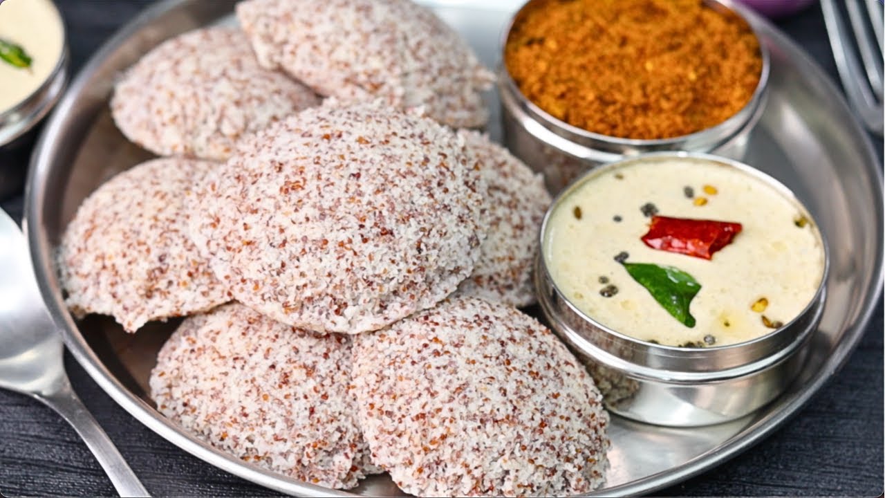 హెల్తి బ్రేక్ఫాస్ట్ మెత్తటి దూదులలాంటి రాగి ఇడ్లి మరియు చట్నీ Ragi Idli & Chutney recipe in Telugu